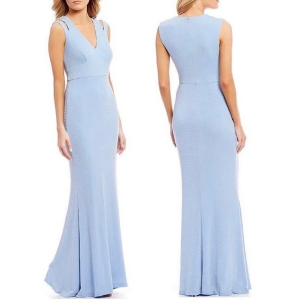 NWT Calvin Klein Shiny Baby Blue Formal Gown